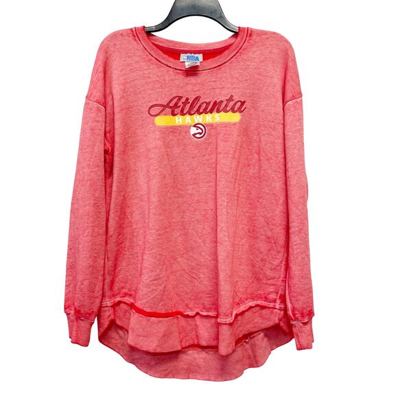 NBA Atlanta Hawks Women's Burnout Crew Neck Fleece Sweatshirt Pink Size M - Picture 1 of 4
